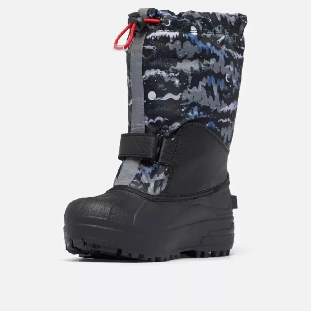 Columbia Powderbug 1637861 Kids Black Forty Print Waterproof Snow Boots GBNC1607